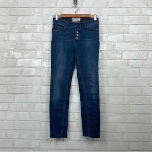 Free People Button Close Raw Hem Jeans